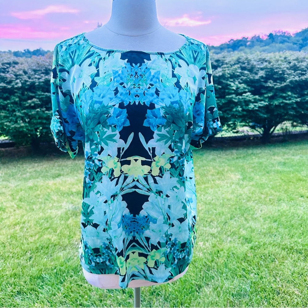 Vince Camuto Colorful Blouse Desert Horizons Malibu Blue